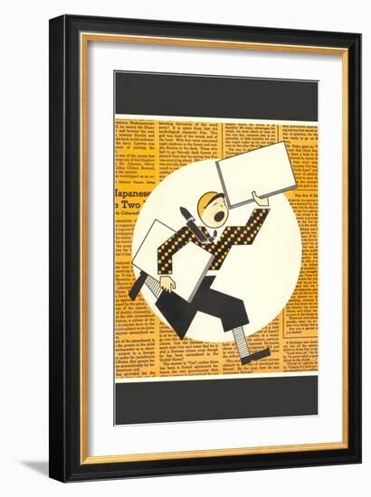 Yelling Newsboy-null-Framed Giclee Print