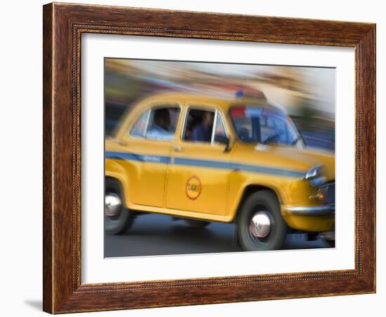 Yellow Ambassador Taxi, Calcutta, Kolkata, West Bengal, India-Jane Sweeney-Framed Photographic Print