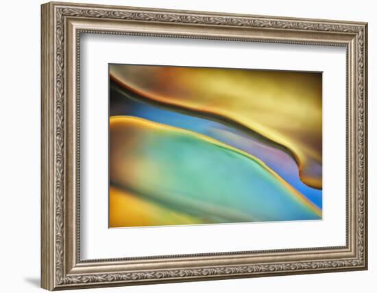 Yellow and Aqua Blue Flow-Cora Niele-Framed Photographic Print