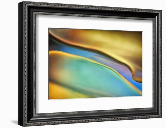 Yellow and Aqua Blue Flow-Cora Niele-Framed Photographic Print