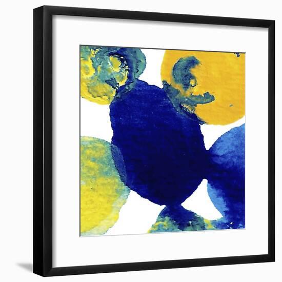 Yellow and Blue Abstract Flowing Paint-Amy Vangsgard-Framed Giclee Print