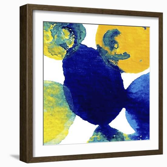 Yellow and Blue Abstract Flowing Paint-Amy Vangsgard-Framed Giclee Print