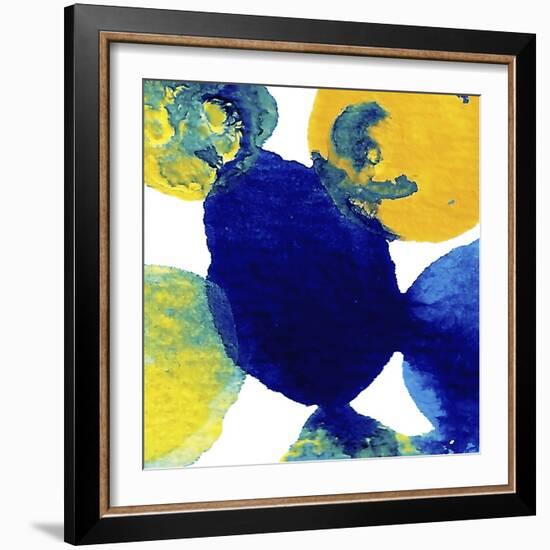 Yellow and Blue Abstract Flowing Paint-Amy Vangsgard-Framed Giclee Print