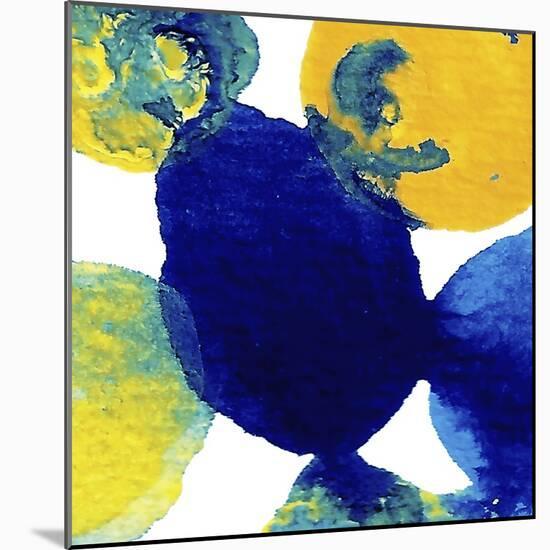Yellow and Blue Abstract Flowing Paint-Amy Vangsgard-Mounted Giclee Print