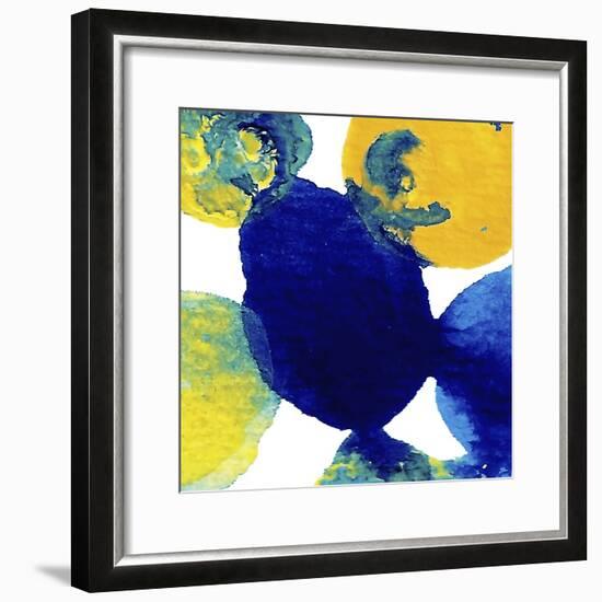 Yellow and Blue Abstract Flowing Paint-Amy Vangsgard-Framed Giclee Print