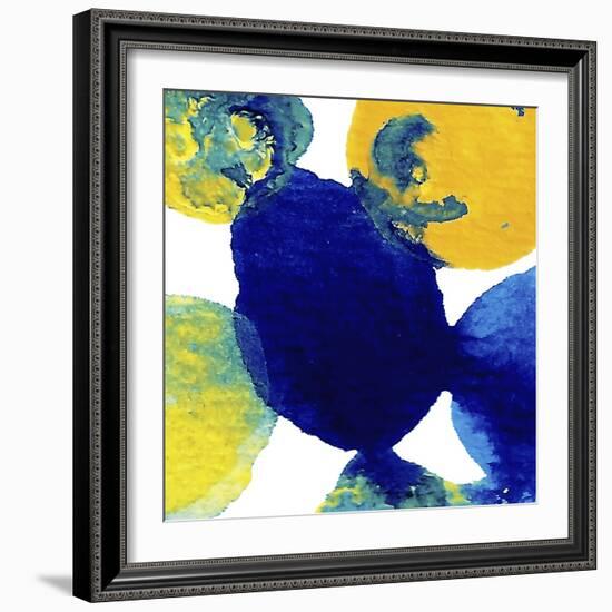 Yellow and Blue Abstract Flowing Paint-Amy Vangsgard-Framed Giclee Print