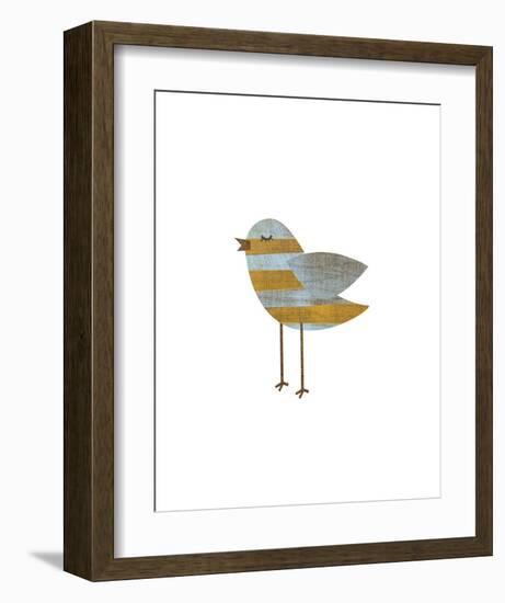 Yellow and Blue Striped Bird-John W^ Golden-Framed Art Print