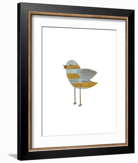 Yellow and Blue Striped Bird-John W^ Golden-Framed Art Print