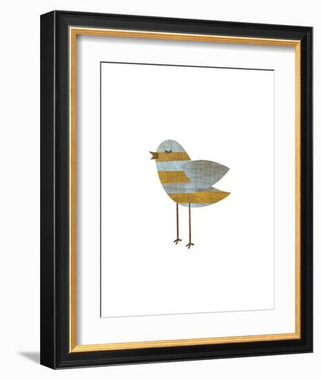 Yellow and Blue Striped Bird-John W^ Golden-Framed Art Print