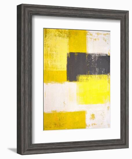 Yellow and Grey Abstract Art Painting-T30 Gallery-Framed Photographic Print