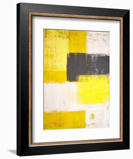 Yellow and Grey Abstract Art Painting-T30 Gallery-Framed Photographic Print