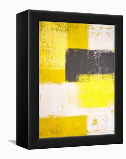 Yellow and Grey Abstract Art Painting-T30 Gallery-Framed Premier Image Canvas