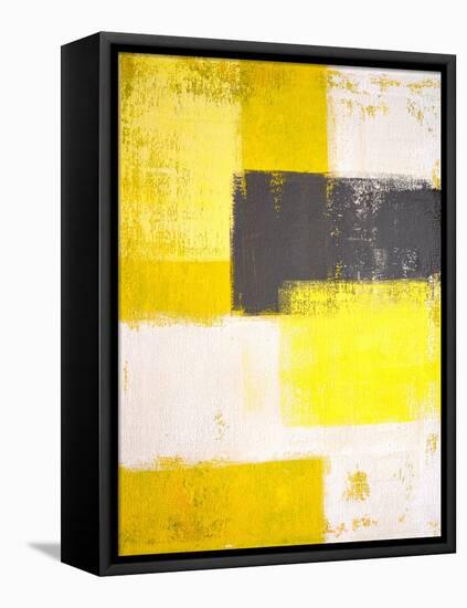 Yellow and Grey Abstract Art Painting-T30 Gallery-Framed Premier Image Canvas