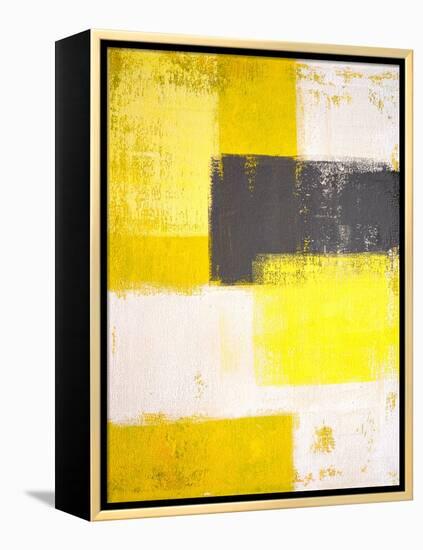 Yellow and Grey Abstract Art Painting-T30 Gallery-Framed Premier Image Canvas