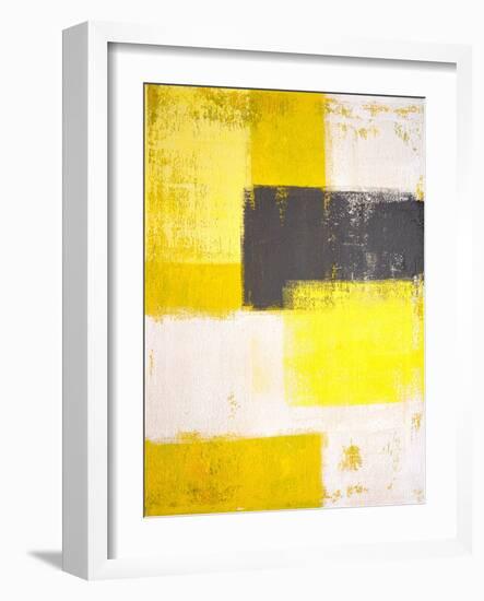 Yellow and Grey Abstract Art Painting-T30 Gallery-Framed Photographic Print