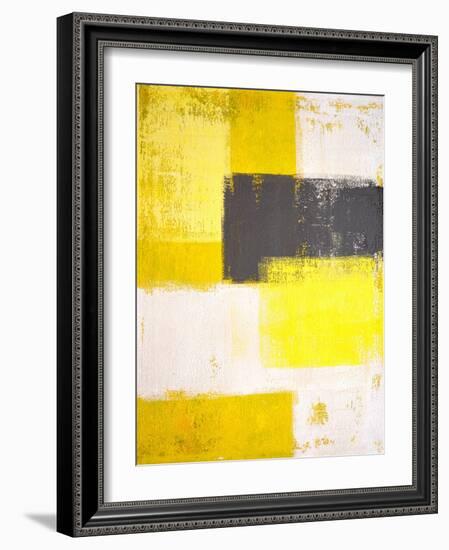 Yellow and Grey Abstract Art Painting-T30 Gallery-Framed Photographic Print