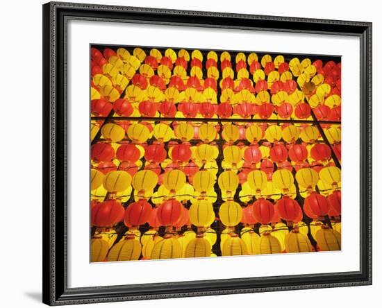 Yellow and orange paper lanterns-null-Framed Photographic Print