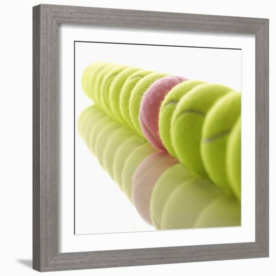 Yellow and Pink Tennis Balls-null-Framed Photographic Print