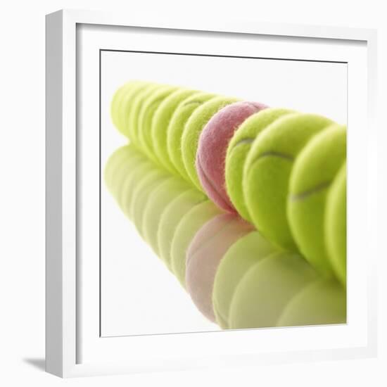 Yellow and Pink Tennis Balls-null-Framed Photographic Print