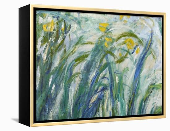 Yellow and Purple Irises, 1924-25 (Detail)-Claude Monet-Framed Premier Image Canvas