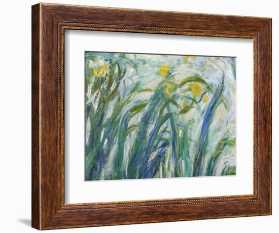 Yellow and Purple Irises, 1924-25 (Detail)-Claude Monet-Framed Premium Giclee Print