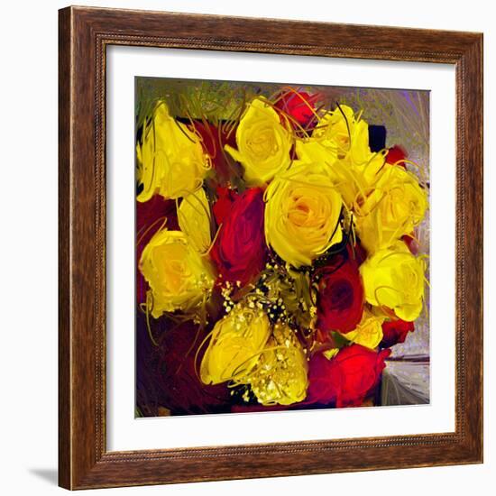 Yellow and Red Roses-Sarah Butcher-Framed Art Print