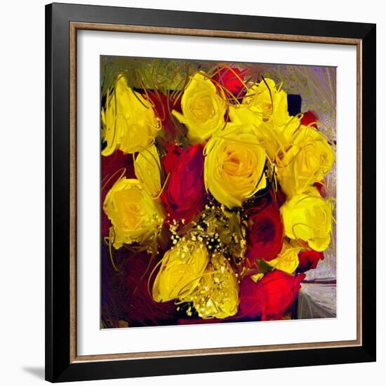 Yellow and Red Roses-Sarah Butcher-Framed Art Print