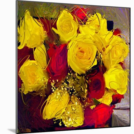 Yellow and Red Roses-Sarah Butcher-Mounted Art Print
