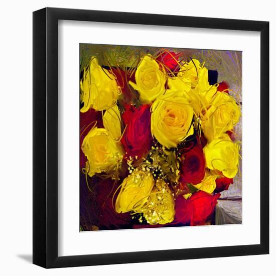 Yellow and Red Roses-Sarah Butcher-Framed Art Print