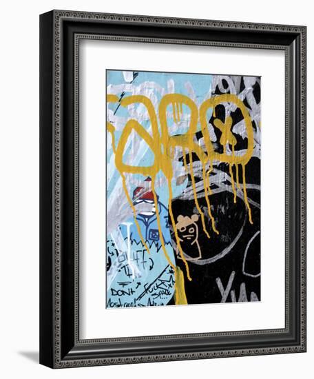 Yellow Aqua Graffiti 1-Jenny Kraft-Framed Art Print