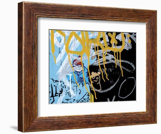 Yellow Aqua Graffiti 2-Jenny Kraft-Framed Art Print