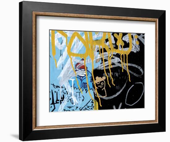 Yellow Aqua Graffiti 2-Jenny Kraft-Framed Art Print