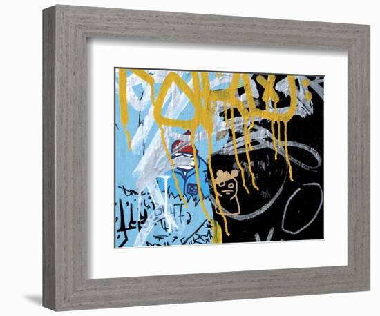 Yellow Aqua Graffiti 2-Jenny Kraft-Framed Art Print