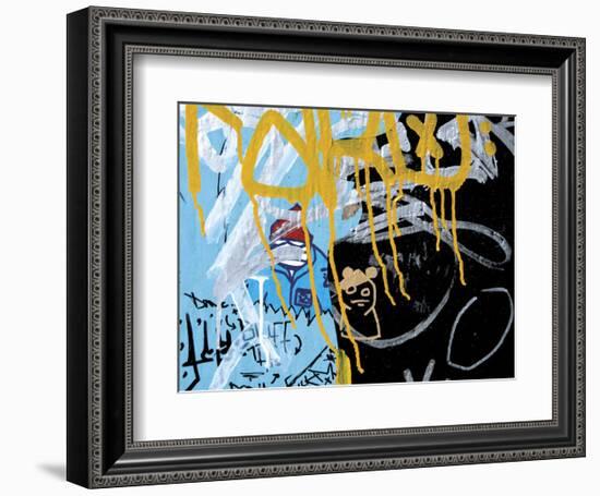 Yellow Aqua Graffiti 2-Jenny Kraft-Framed Art Print