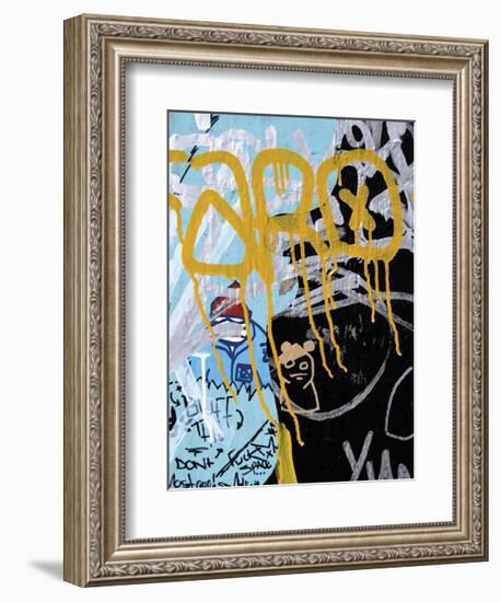 Yellow Aqua Graffiti I-Jenny Kraft-Framed Giclee Print