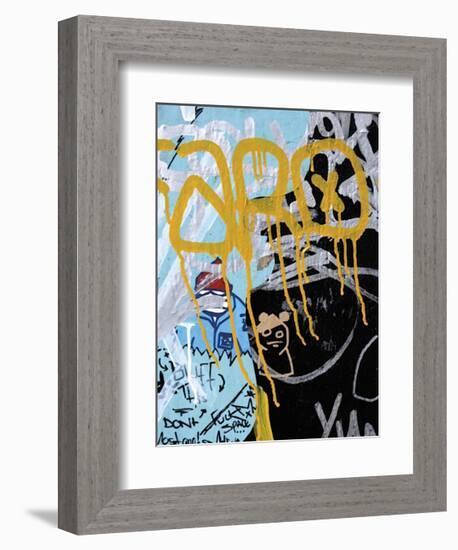 Yellow Aqua Graffiti I-Jenny Kraft-Framed Giclee Print