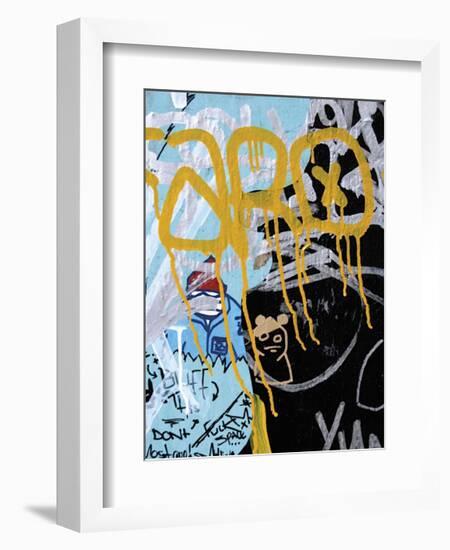 Yellow Aqua Graffiti I-Jenny Kraft-Framed Giclee Print