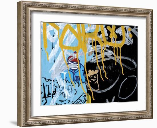 Yellow Aqua Graffiti II-Jenny Kraft-Framed Giclee Print