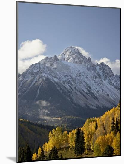 Yellow Aspens and Snow-Covered Mountains, Uncompahgre National Forest, Colorado, USA-James Hager-Mounted Photographic Print