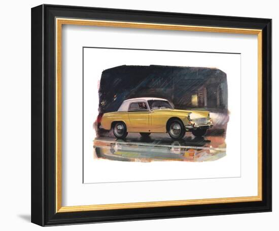 Yellow Austin Healy Sprite-null-Framed Art Print