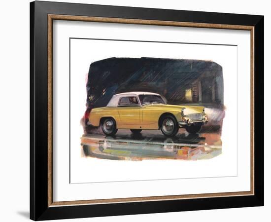 Yellow Austin Healy Sprite-null-Framed Art Print