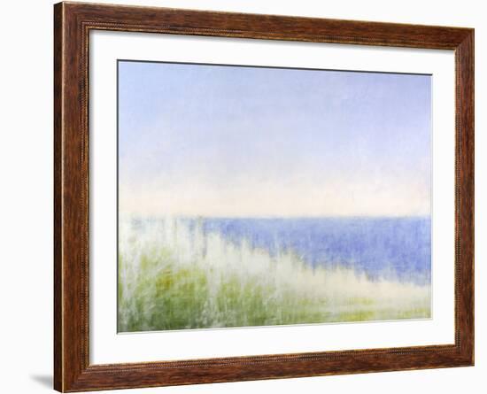 Yellow Beach Grass-Blue Water-Judy Friday-Framed Premium Giclee Print