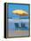 Yellow Beach Umbrella-Mark Gibson-Framed Premier Image Canvas