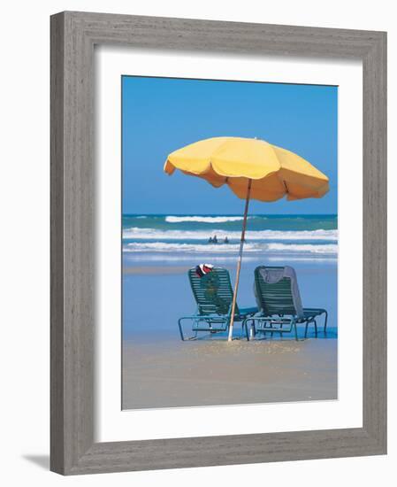 Yellow Beach Umbrella-Mark Gibson-Framed Photographic Print