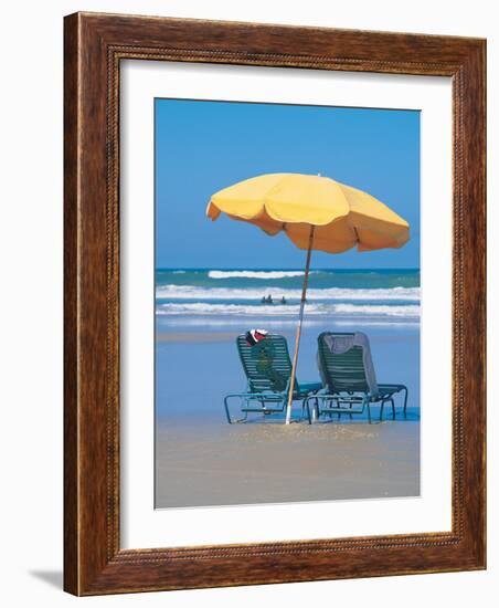 Yellow Beach Umbrella-Mark Gibson-Framed Photographic Print