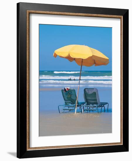 Yellow Beach Umbrella-Mark Gibson-Framed Photographic Print