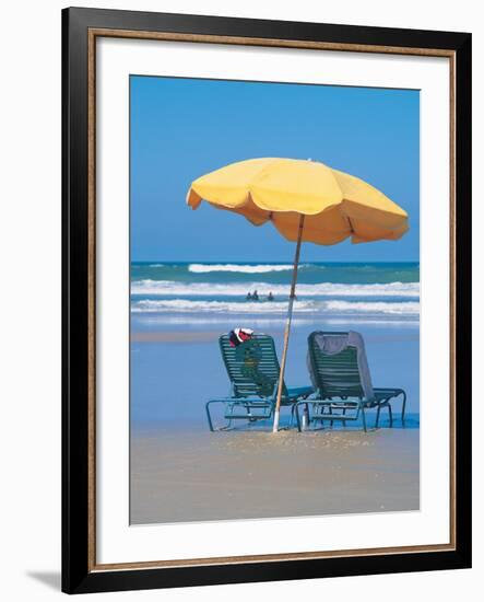 Yellow Beach Umbrella-Mark Gibson-Framed Photographic Print