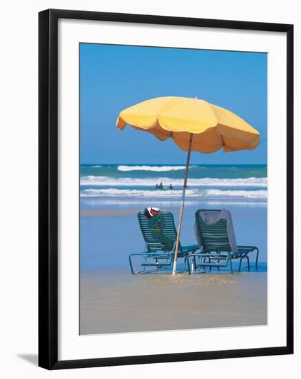 Yellow Beach Umbrella-Mark Gibson-Framed Photographic Print