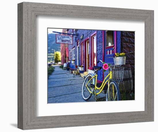 Yellow Bicycle in Silverton-George Oze-Framed Photographic Print