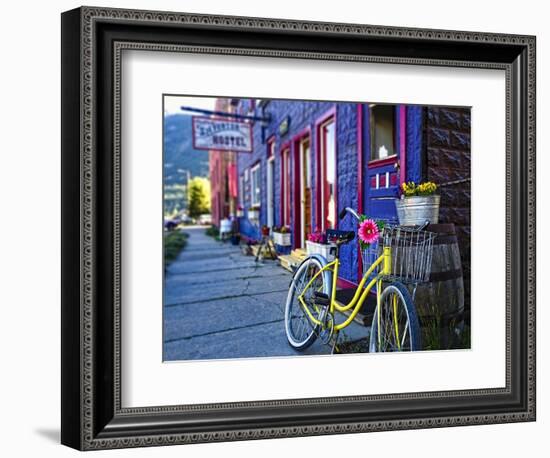 Yellow Bicycle in Silverton-George Oze-Framed Photographic Print